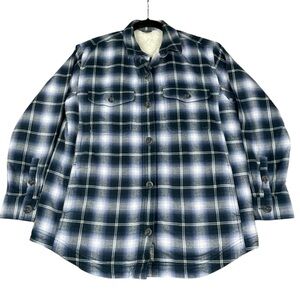 Eddie Bauer Shearling Cozy Winter Lumberjack Plaid Flannel Shirt Jacket - Sz M
